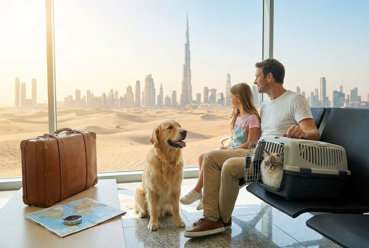 Man travels with his dog in Dubai