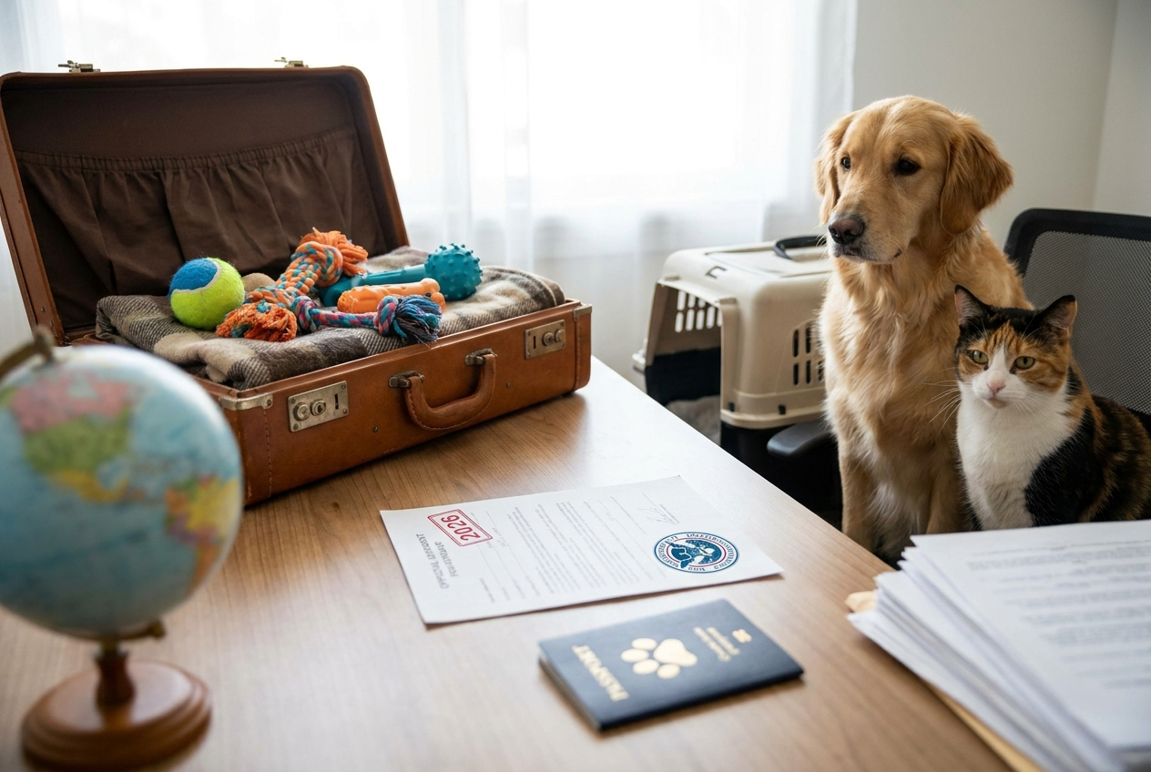 Pets getting ready to travel internationally