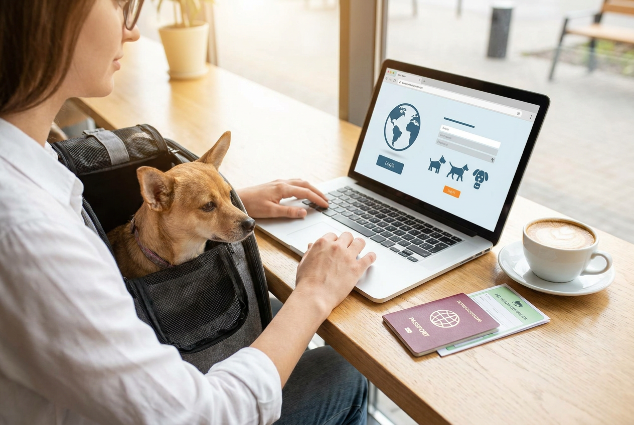 Pet owner reviewing USDA APHIS Pet Travel