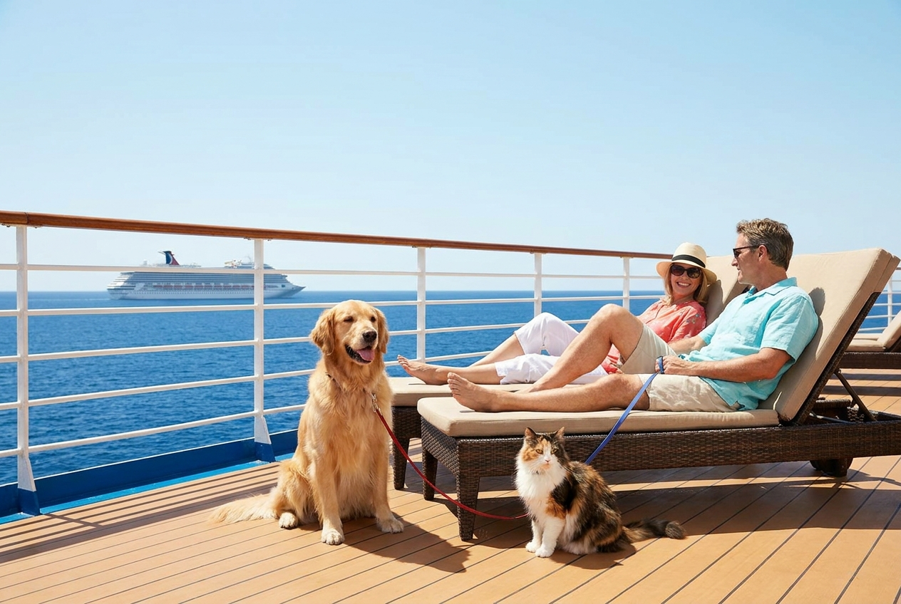 Dog and cat on a cruise ship
