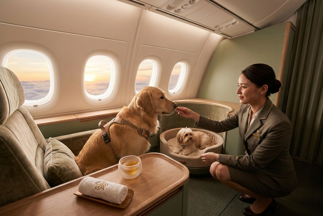 Dogs in private jet