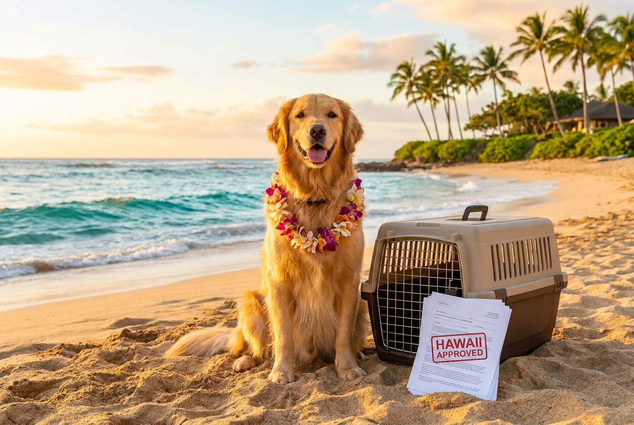 Golden retriever in Hawaii